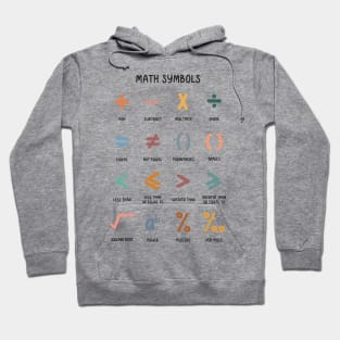 Math Symbols Educational Art in Muted Boho Rainbow Colors for Kids Hoodie